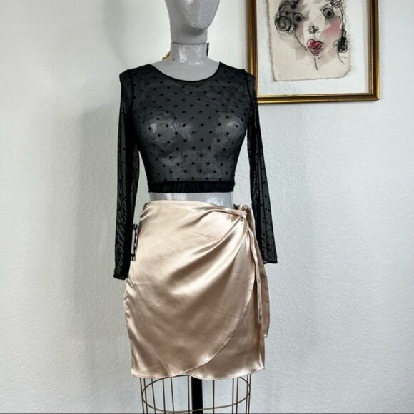 Dolls Kill Tops - Dolls Kill Lace Sheer Mesh Polka Dot Cropped Top